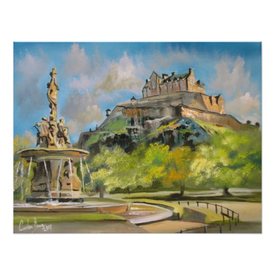 540x540 Edinburgh Castle Oil Painting Gordon Bruce Art Poster Zazzle.co.uk - Castle Oil Painting