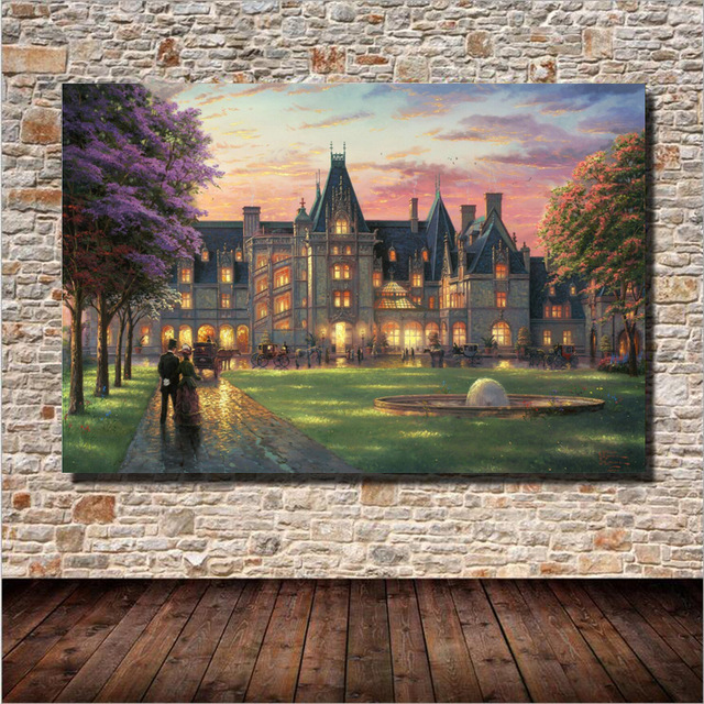 640x640 Free Shipping European Castle Oil Painting Wall Art Home - Castle Oil Painting