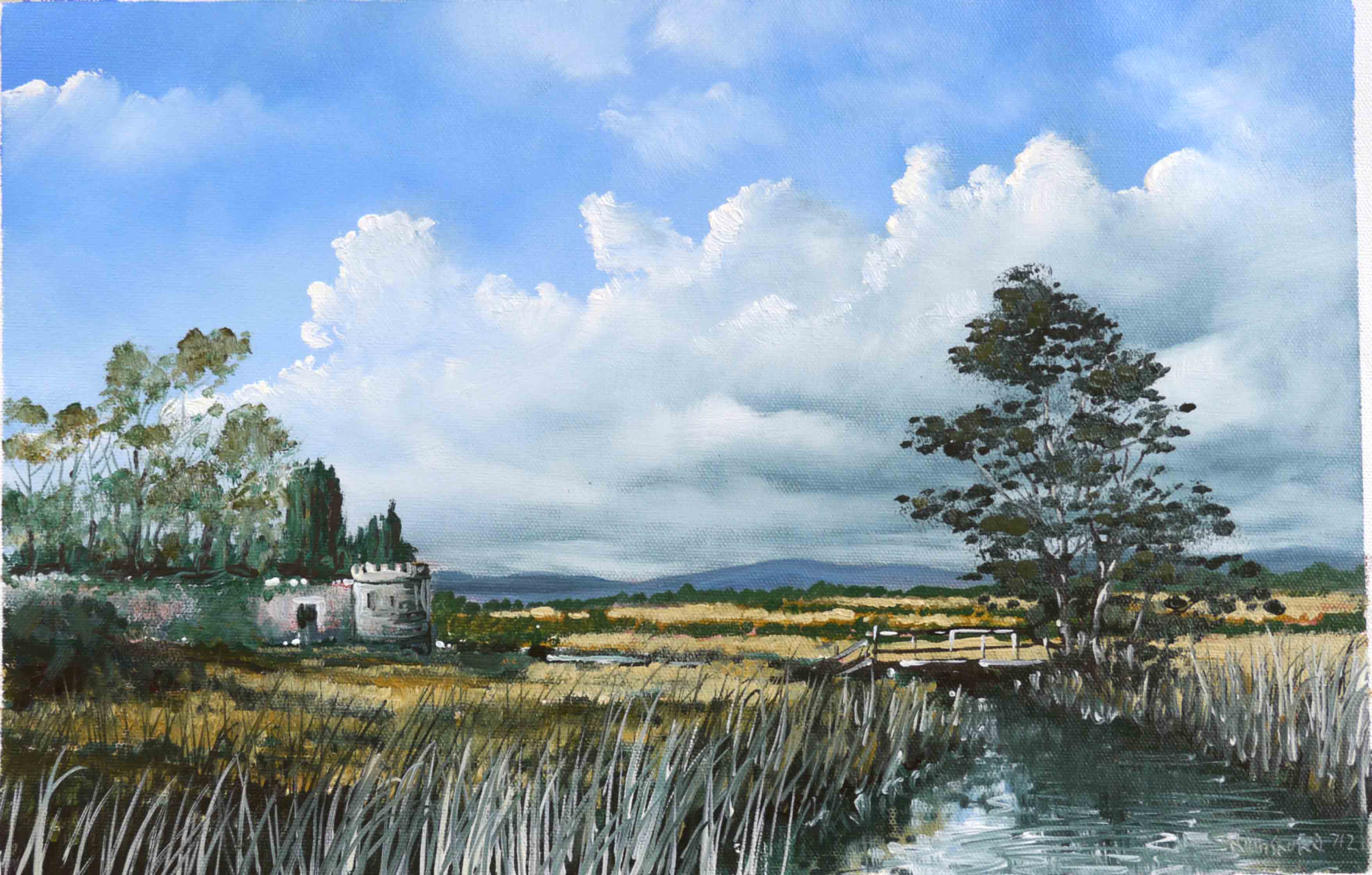 3512x2240 Garden Wall, Kilkea Castle Oil Painting Pictures - Castle Oil Painting