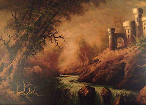 300x215 Baroni Signed Original Oil Painting Castle Landscape Over Sized Ebay - Castle Oil Painting