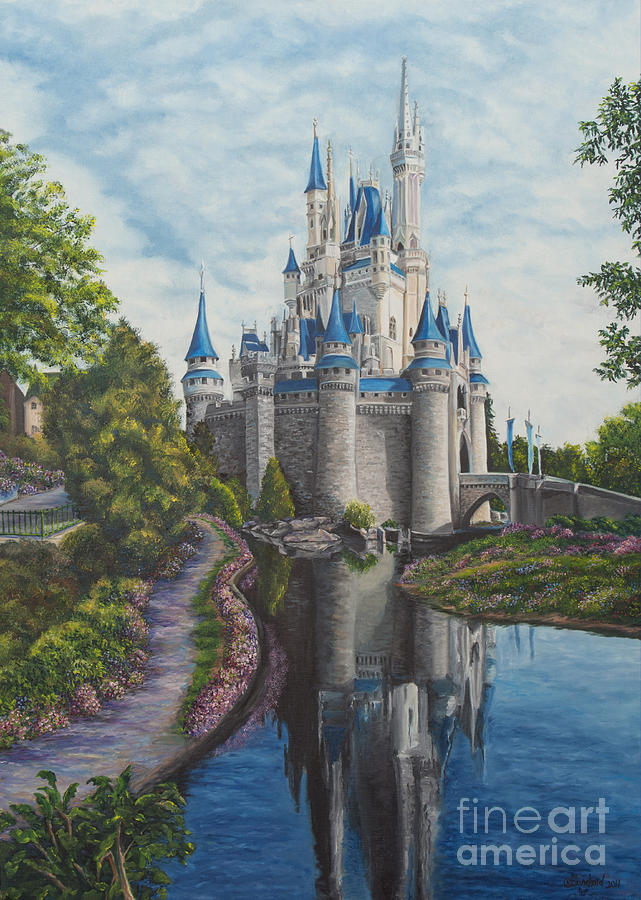 641x900 Cinderella Castle Painting By Charlotte Blanchard - Castle Painting