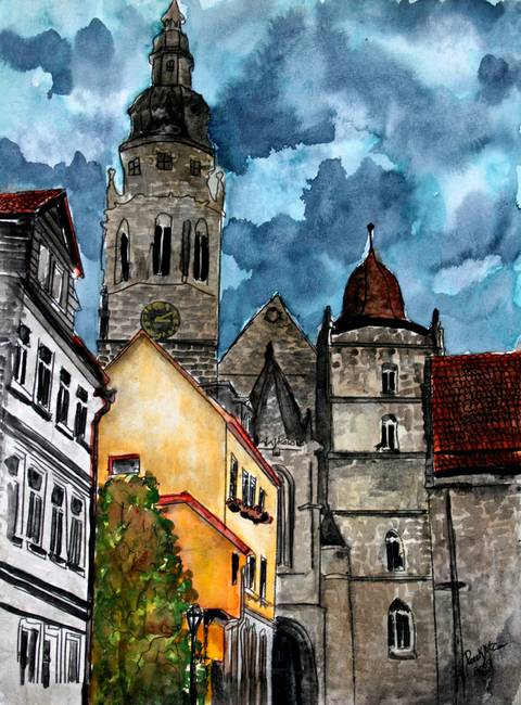 480x650 Coburg Germany Castle Painting By Derek Mccrea - Castle Painting