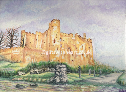 424x309 Laugharne Castle Wales Original Painting - Castle Painting