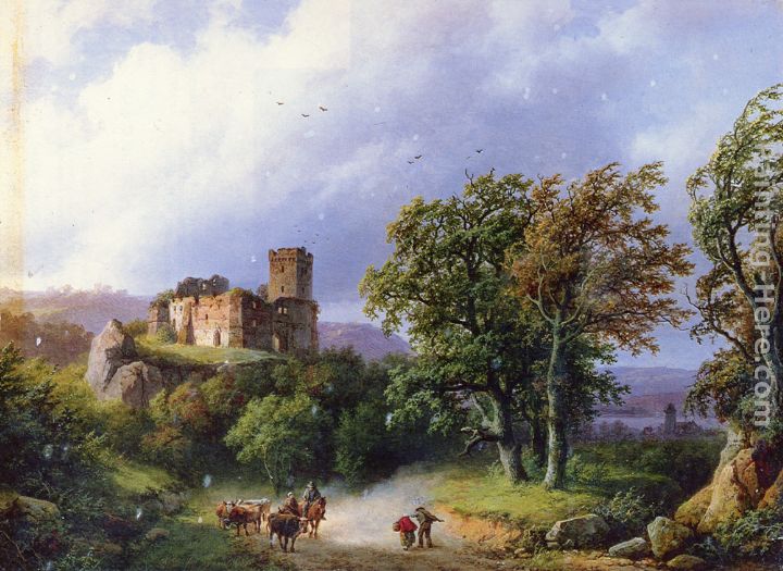 720x525 Barend Cornelis Koekkoek The Ruined Castle Painting Anysize 50 - Castle Painting