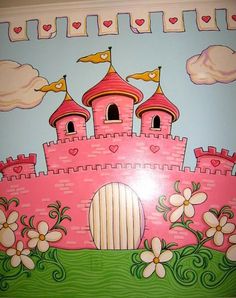 236x298 Castle Murals, Castle Wall Art, Fairy Art, Fairy Tale Mural - Castle Painting For Kids