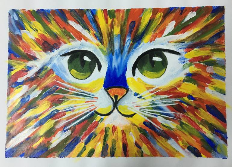 Cat Abstract Painting at PaintingValley.com | Explore collection of Cat ...