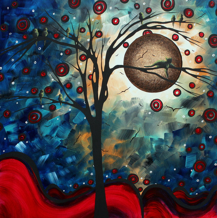 897x900 Abstract Art Contemporary Cat Bird Circle Of Life Collection Cat - Cat Abstract Painting