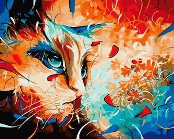 350x279 Abstract Cat Design Diy Oil Painting With Numbers For Home Decor - Cat Abstract Painting