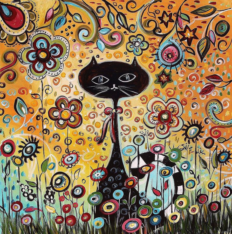 894x900 Abstract Cat Painting By Jolina Anthony - Cat Abstract Painting