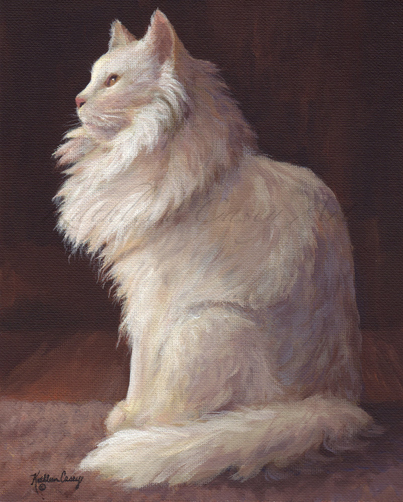 801x998 White Cat Acrylic Painting By Kathleencasey - Cat Acrylic Painting