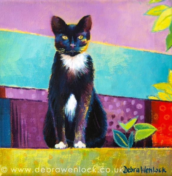 584x600 Acrylic Cat Painting The Monochrome Cat - Cat Acrylic Painting