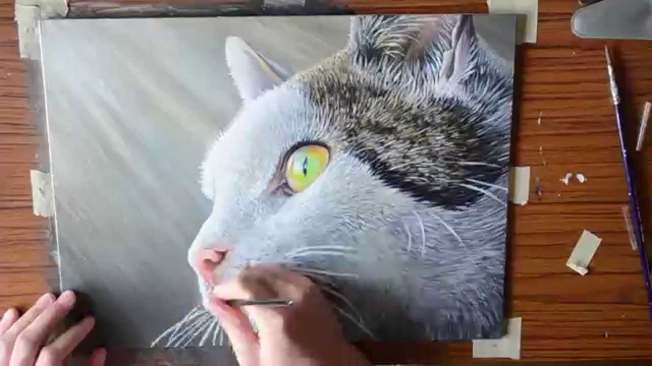 1280x720 Acrylic Speed Painting Cat - Cat Acrylic Painting