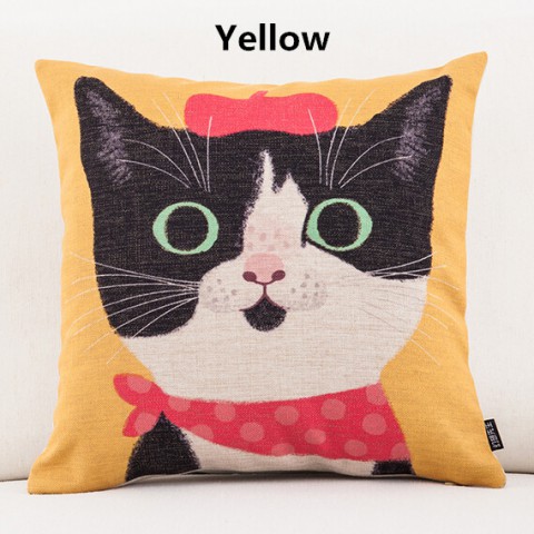 480x480 Cat Cartoon Pillow Creative Design Hand Painted Decorative Pillows - Cat Cartoon Painting