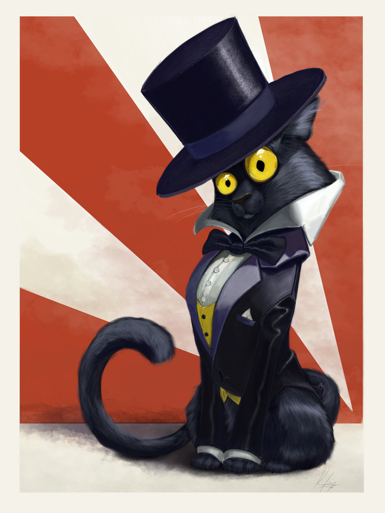 774x1032 Tuxedo Cat Painted By 8kx - Cat Cartoon Painting