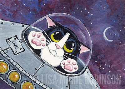 400x285 Space - Cat Cartoon Painting