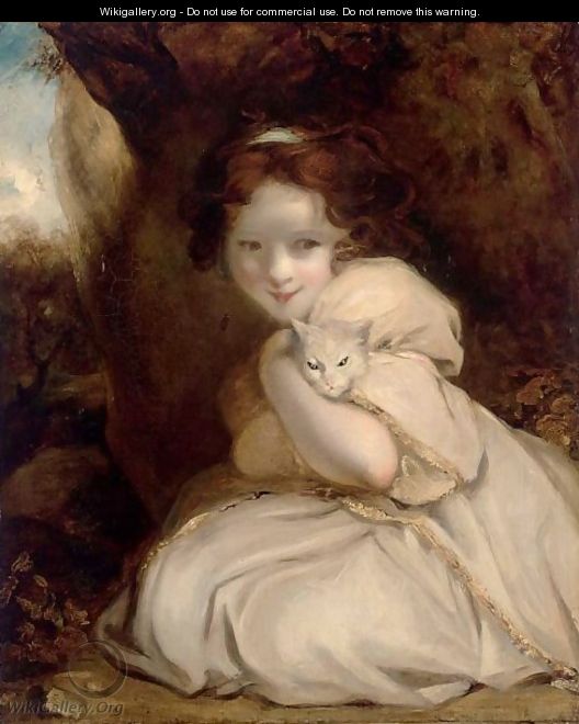 528x660 A Little Girl With A Cat - Cat Girl Painting