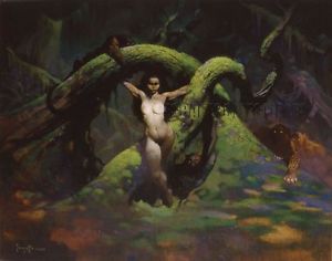 300x236 Cat Girl Print Art By Frank Frazetta Ebay - Cat Girl Painting