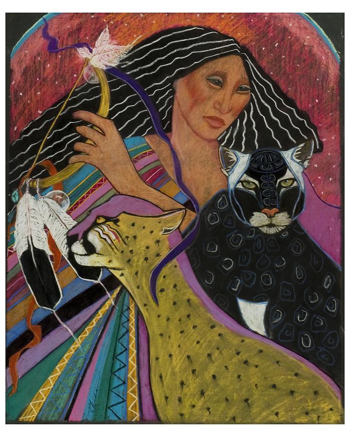 720x900 Cat Woman From Palenque Pastel By Pamela Mccabe - Cat Girl Painting