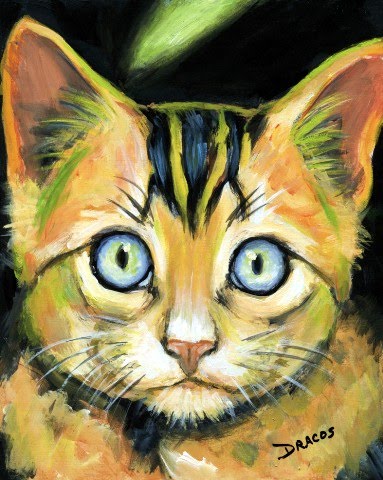383x480 Dog Paintings (And Cat And Other Animals) By Dottie Dracos Pretty - Cat Head Painting