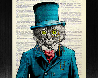 340x270 Cat In Suit Etsy - Cat In Suit Painting