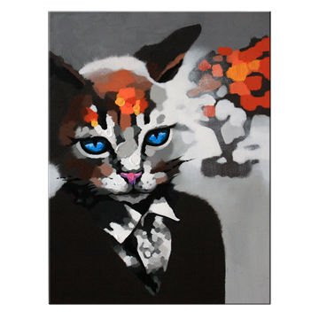 360x360 China Hand Painted Suit Cat Canvas Unframed Home Decoration Oil - Cat In Suit Painting