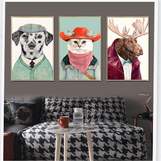 640x640 Nordic Customization The Owl Carrying Bag Smoking Cat The Deer - Cat In Suit Painting