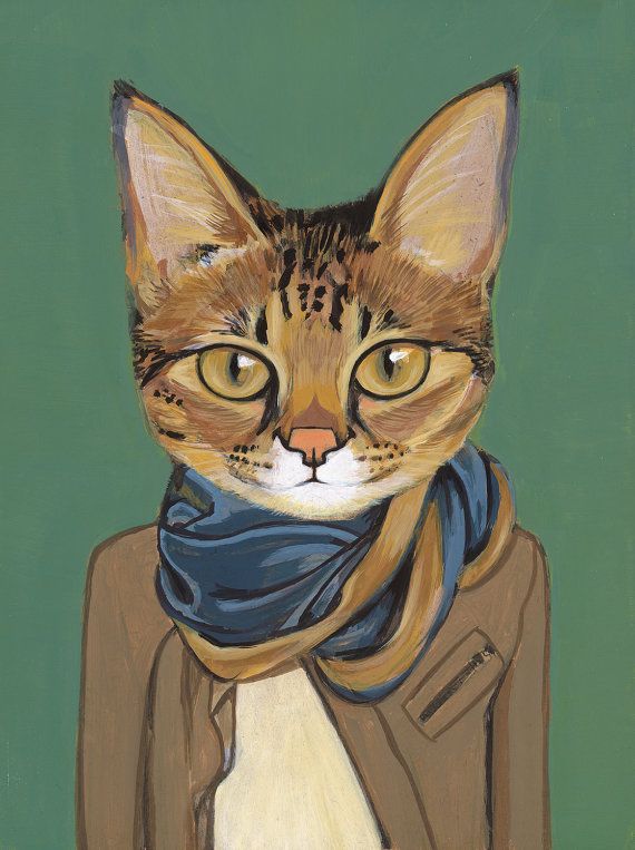 570x763 Cats In Clothes Art Cat, Clothes And Kitty - Cat In Suit Painting