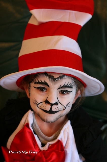 425x640 Cat In The Hat Face Paint Design Face Painting - Cat In The Hat Face Painting