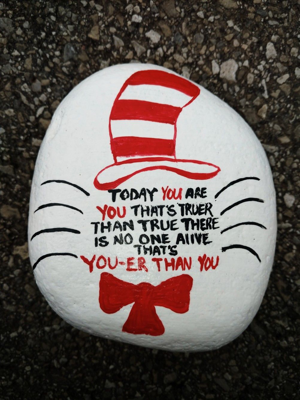 1002x1336 Cat In The Hat Quote Rock Painting Rocking The Rocks - Cat In The Hat Painting
