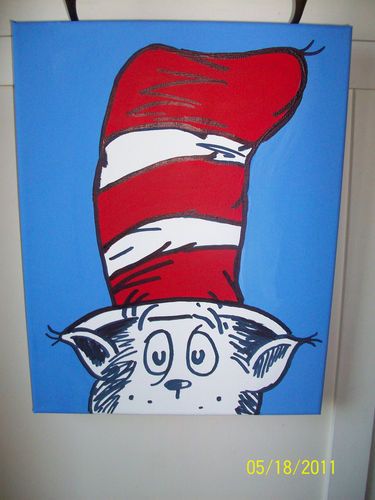 375x500 Dr Seuss Cat In The Hat Canvas Painting Pbk Ebay Canvas - Cat In The Hat Painting