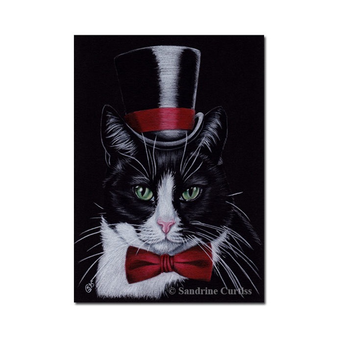 690x690 Fancy Cat 1 Tuxedo Kitten Top Hat Sandrinesgallery - Cat In The Hat Painting