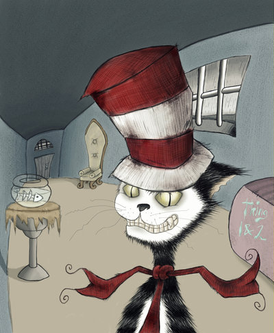 400x486 Grim Classics Dr. Seuss's The Cat In The Hat By Jefferson Apgar - Cat In The Hat Painting