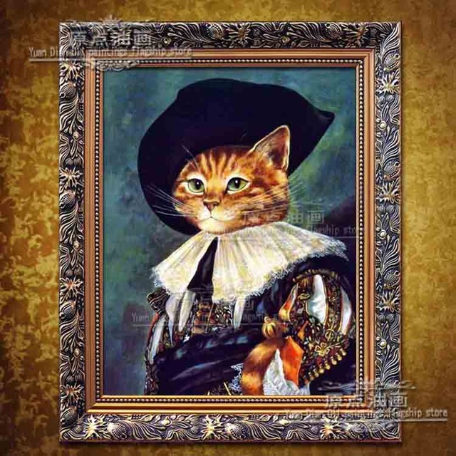 640x640 Beautiful Wall Decoration 100% Handmade High Quality Abstract - Cat In The Hat Painting