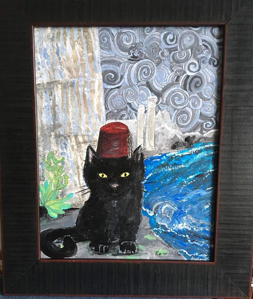 813x960 Black Cat In A Hat Original Painting Shoshanah Marohn - Cat In The Hat Painting