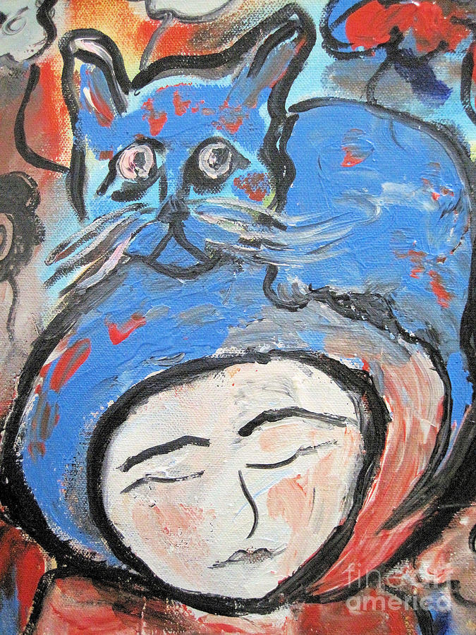 675x900 Cat Hat Lady Painting By Sandy Deluca - Cat In The Hat Painting