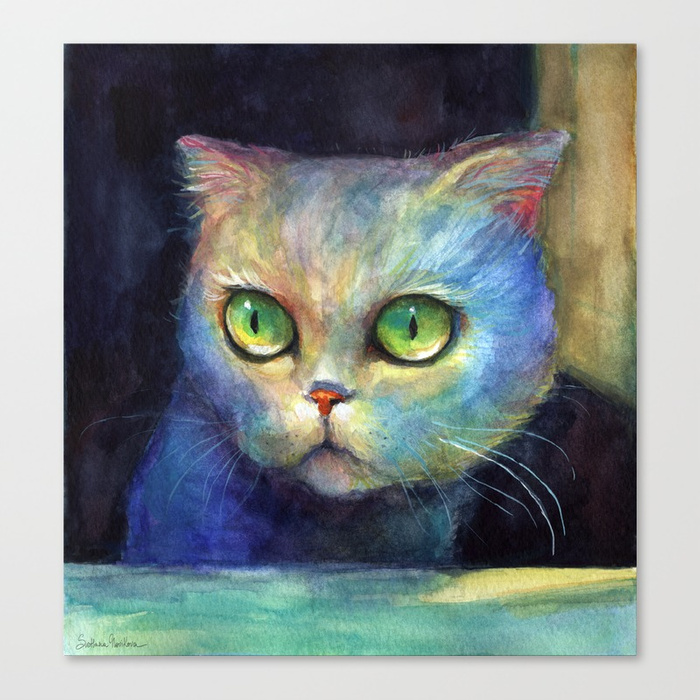 700x700 Cute Cautiously Curious Kitten Cat Looking Out Of The Window - Cat Looking Out Window Painting