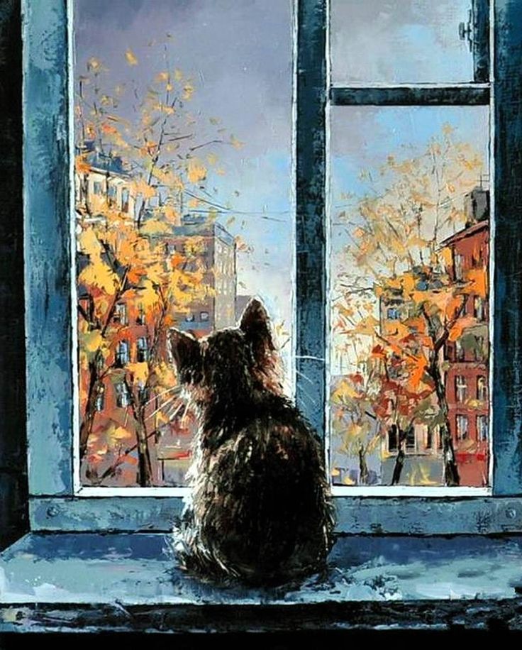 736x916 Image Result For Paintings Of Windows Looking Out Painting - Cat Looking Out Window Painting