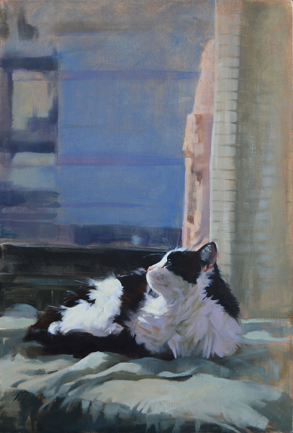 1024x1509 Patrick Saunders Fine Arts - Cat Looking Out Window Painting