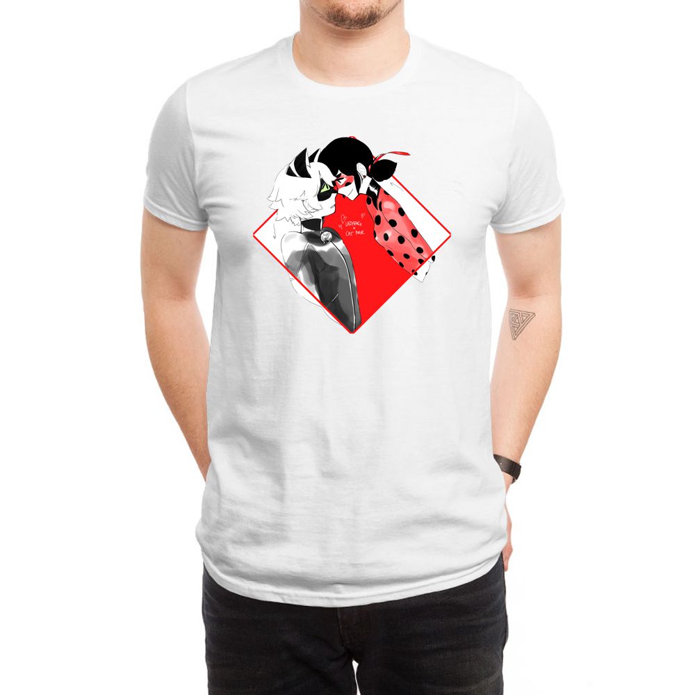 1000x1000 Ladybug And Cat Noir Painting White Men's T Shirt [O2e5ipsc - Cat Noir Painting