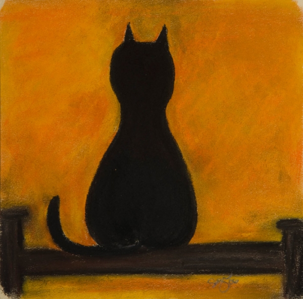 600x593 Le Chat Noir - Cat Noir Painting