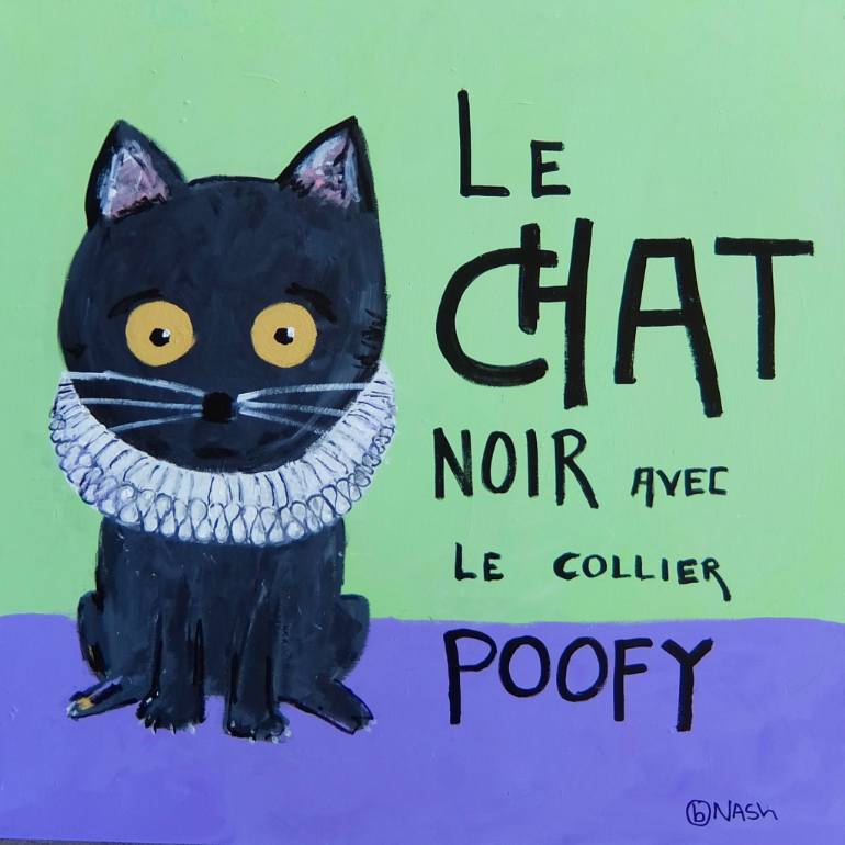 770x770 Saatchi Art Le Chat Noir Avec Le Collier Poofy Painting By Brian Nash - Cat Noir Painting