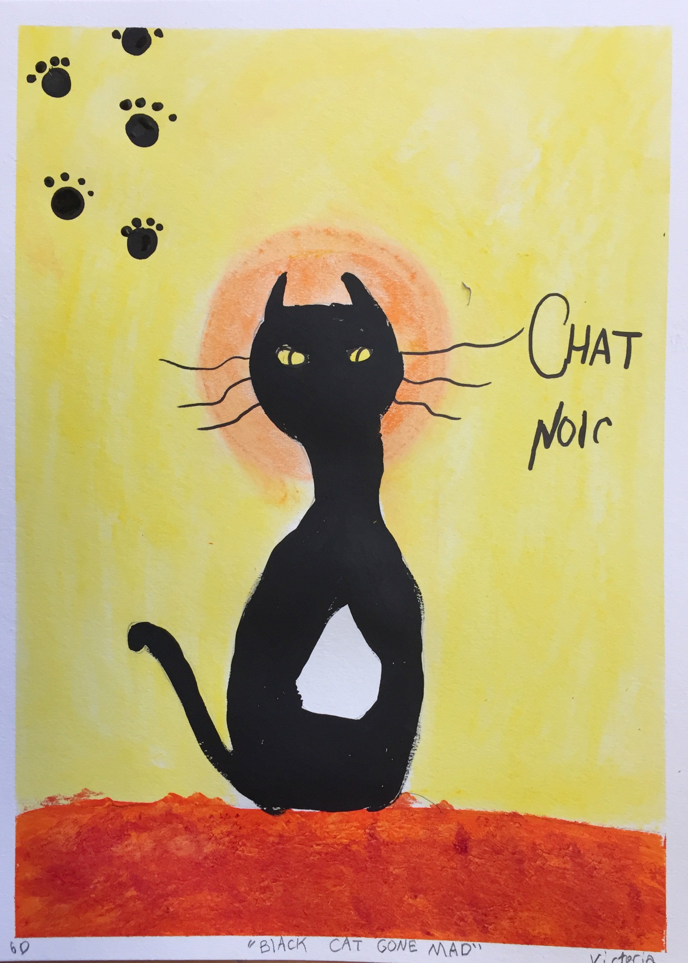 2221x3107 Toulouse Lautrec Inspired Chat Noir Art In Action - Cat Noir Painting