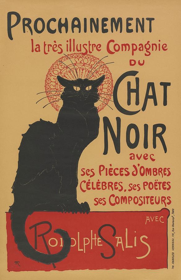 584x900 Vintage Poster For The Tour Of Le Chat Noir Painting By Alexandre - Cat Noir Painting