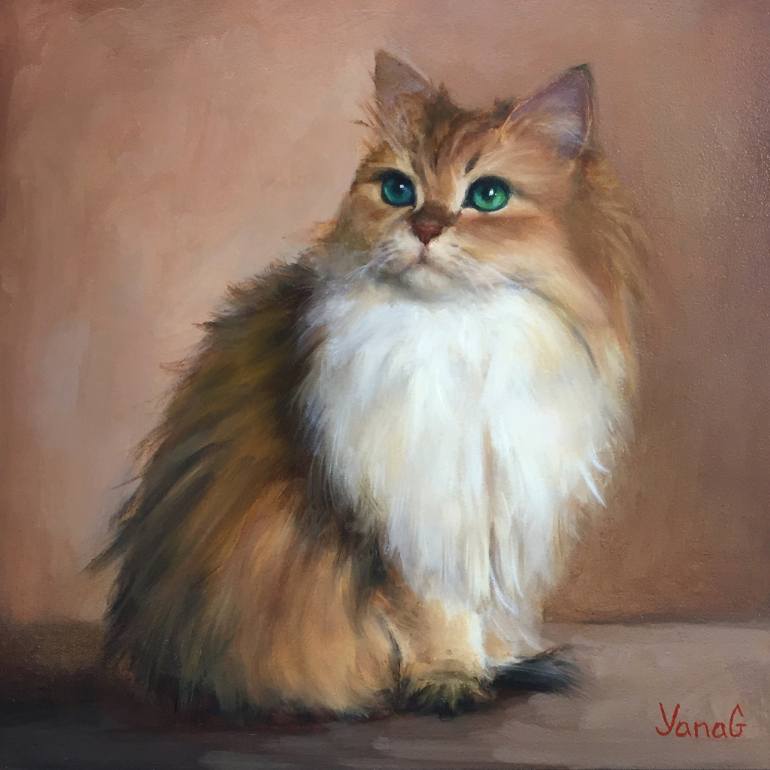 770x770 Saatchi Art Cat Painting. Original Oil Painting. Painting By Yana - Cat Oil Painting
