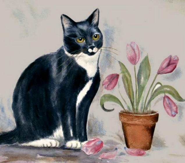 636x559 Cat Portraits. Cat Painting - Cat Painting