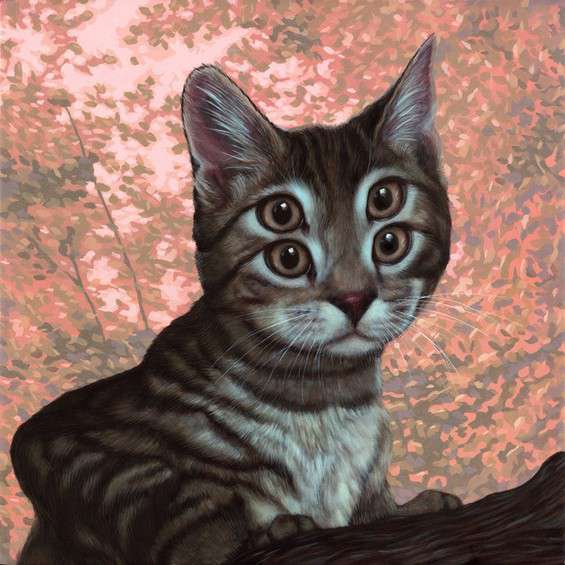 565x565 Creepy Four Eyed Cat Paintings - Cat Painting