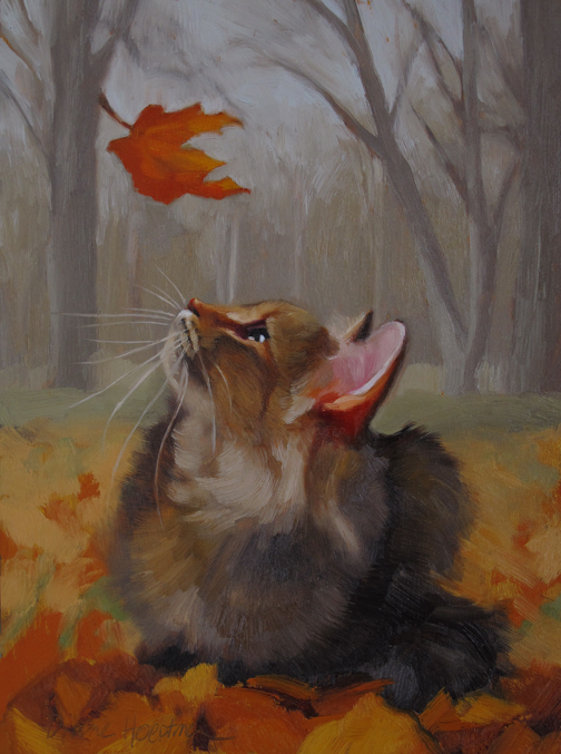 504x677 Diane Hoeptner Last Leaf, A Cat Painting - Cat Painting