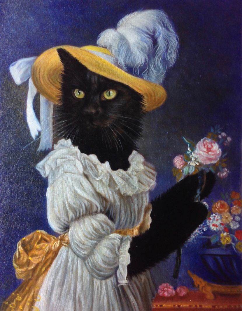 830x1064 Marie Antoinette Cat Painting Of The Famous French Queen - Cat Painting