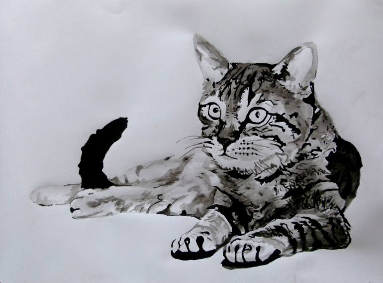 770x568 Saatchi Art Cat Painting By Soso Kumsiashvili - Cat Painting