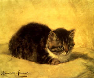 300x250 The Parson's Kitten Cat Painting By Henriette Ronner Knip Repro Ebay - Cat Painting